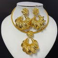 African Jewelry Set Irregular Design Hoop Earrings and Pendant 2PCS Set for Weddings Bridal Necklace Earrings Accessory