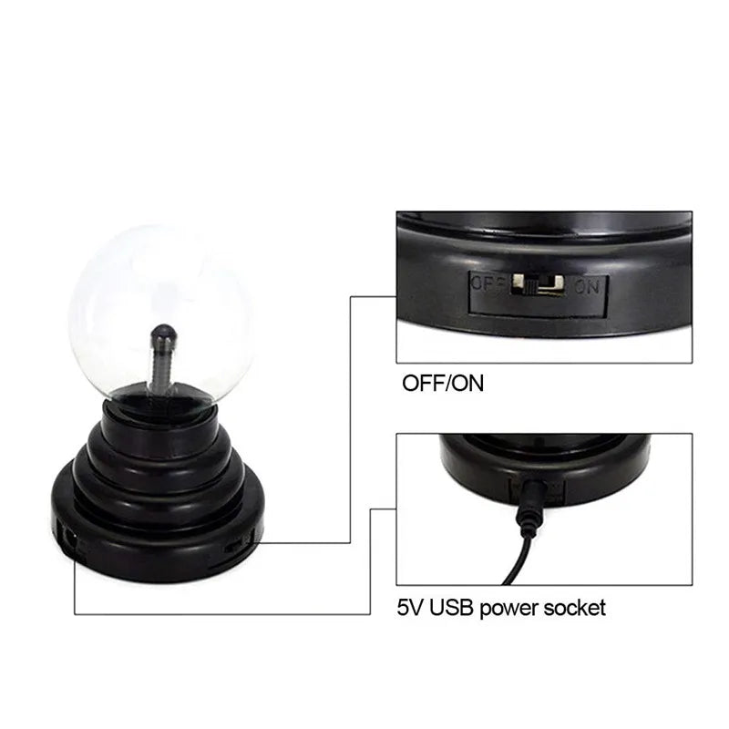 3/4/5/6/8 Inch Magic Plasma Ball Lamp LED Atmosphere Night Light Only Touch Sensitive Glass Plasma Light Bedroom Decor Kids Gift