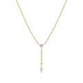 Aide 925 Sterling Silver Thin Slim Chain Necklace With Clear Zircon Pendant For Women Y Shape Clavicle Choker Wedding Jewelry