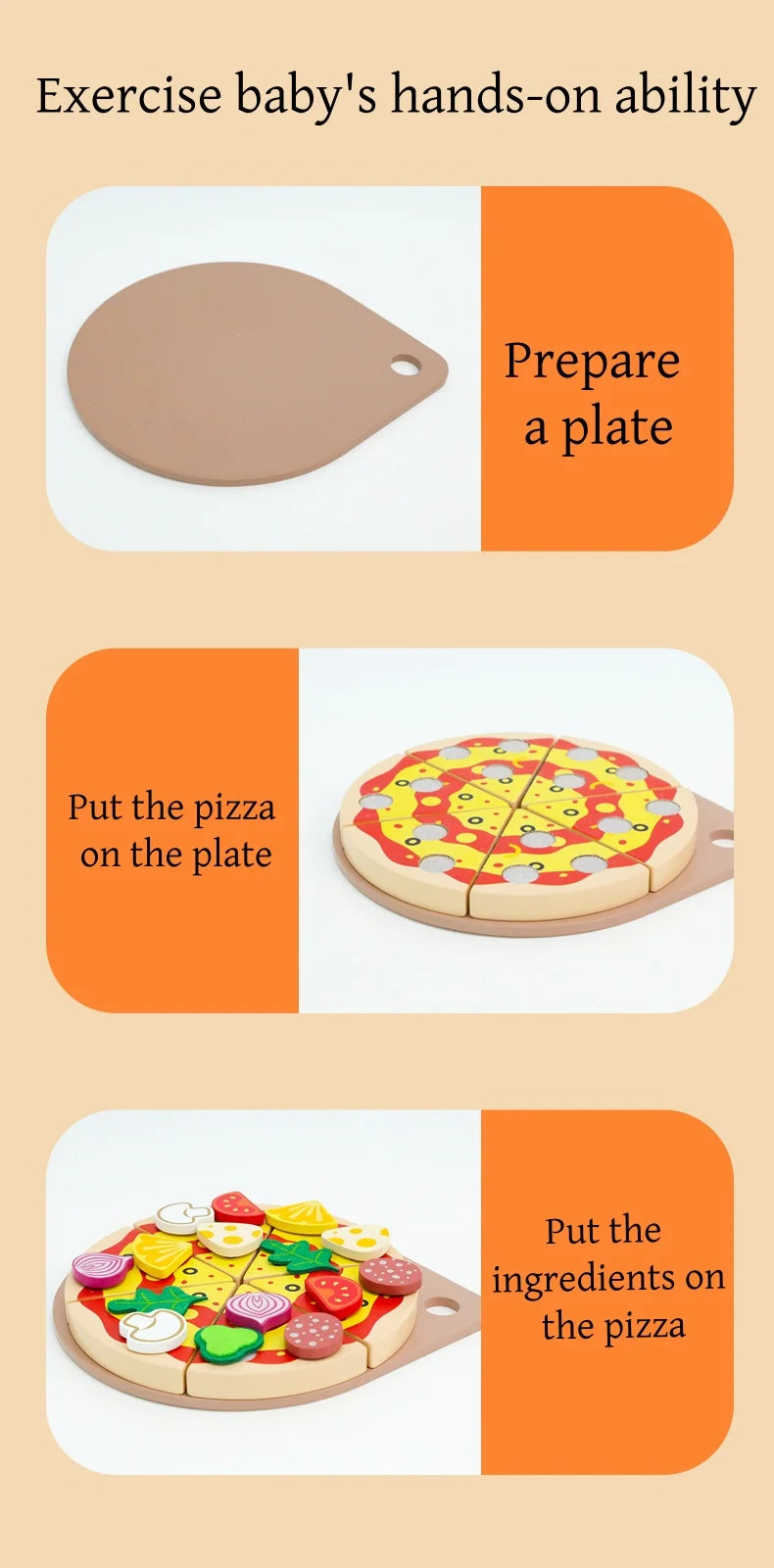 Kids Pizza Cutting Toy Montessori Pretend Play Pizza Set Wooden Simulation Food Toy Todders Role Play Game Early Educational Toy