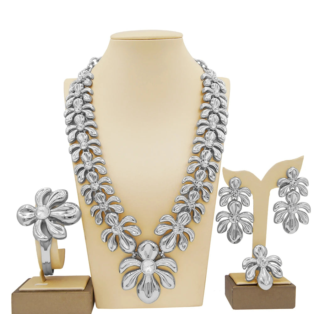 Dubai Gold Plated WomenJewelry Set Colorful Created Stone Necklace Nigerian Wedding Bijoux Gold Jewelry 24k Original