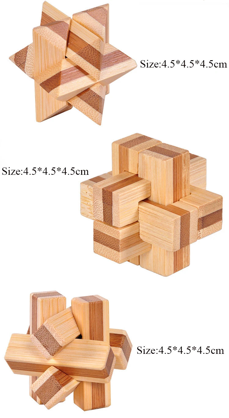 Wooden Kong Ming Lock Lu Ban Lock IQ Brain Teaser Educational Toy for Kids Children Montessori 3D Puzzles Game Unlock Toys Adult