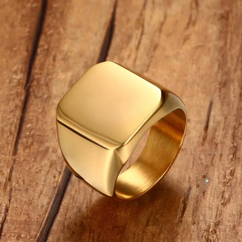 Vnox Gothic Punk Rings for Men Signet Rings Round Square Top Stamp Finger Band Chunky Boys Teens Rock Jewelry Fraternal Rings