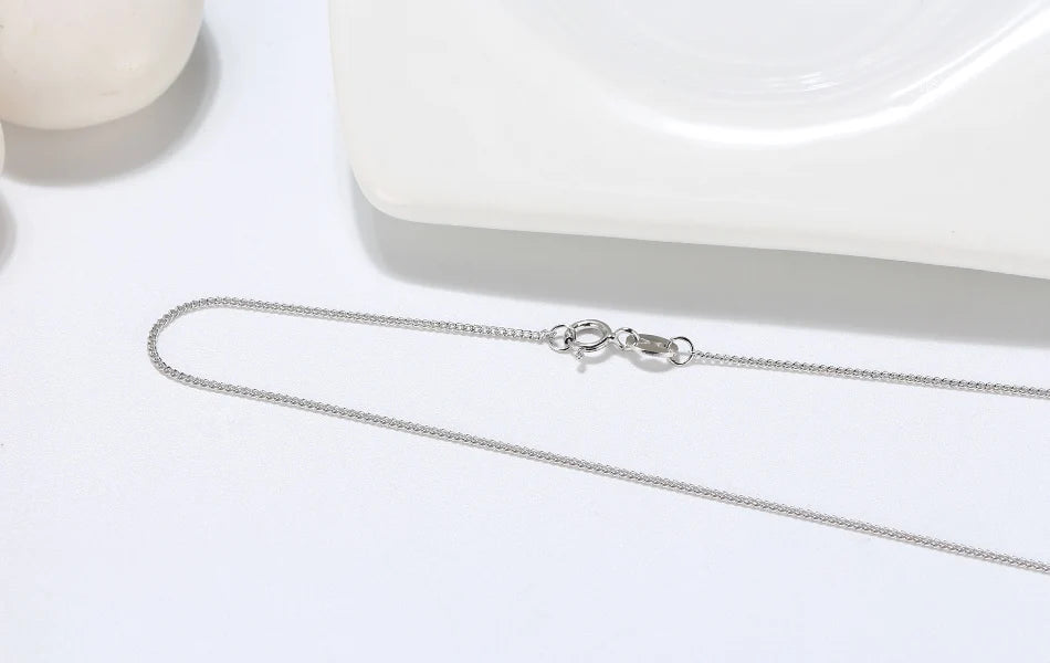 Rinntin Solid 925 Sterling Silver 1.0mm Side Chain Necklace for Women Girls Elegant Necklace Fine Jewelry 40/45/50/55/60cm SC18