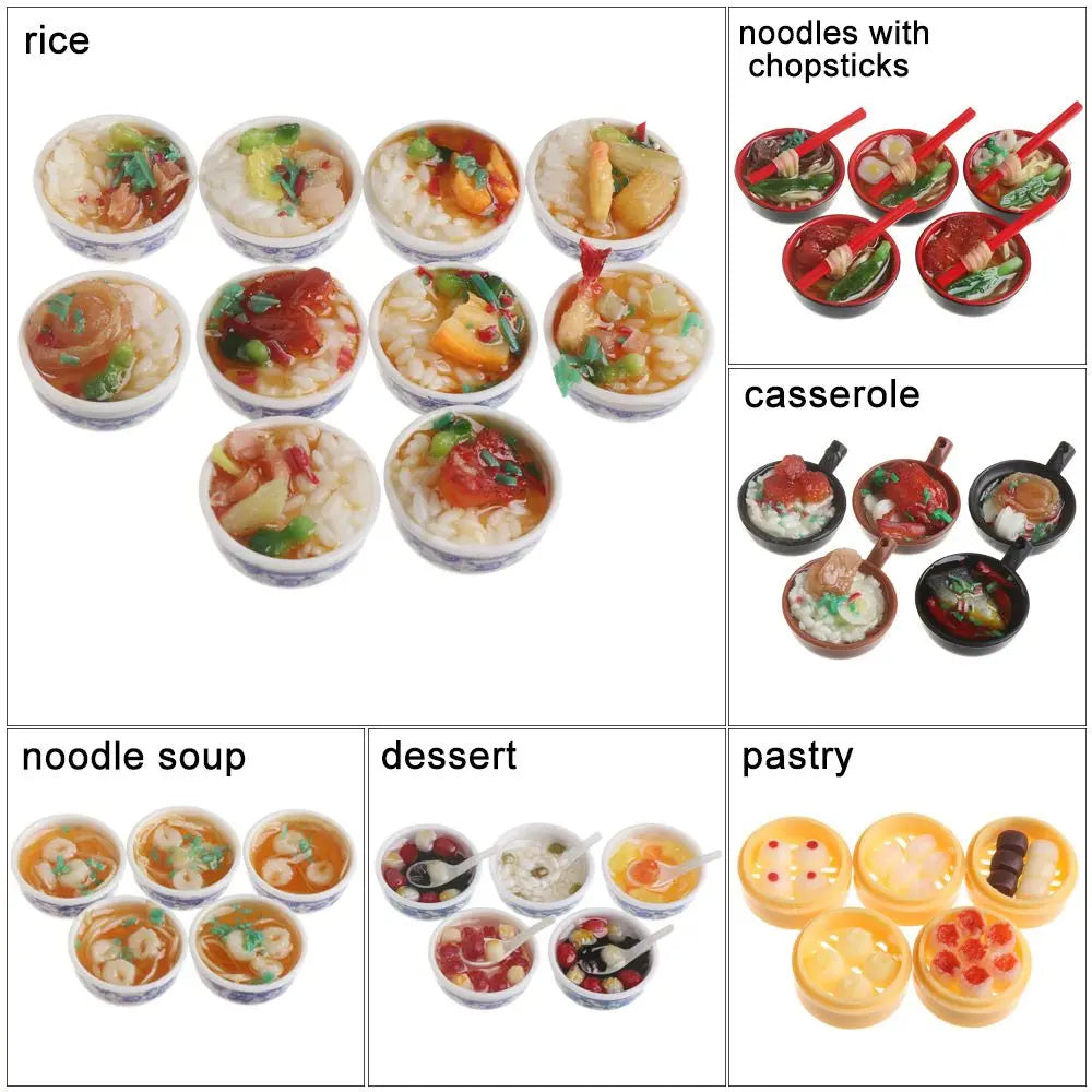 1 Pcs Random Miniature Dollhouse Chinese Rice Pastry casserole noodles dessert kitchen toy Fake Food toy Dollhouse Decoration