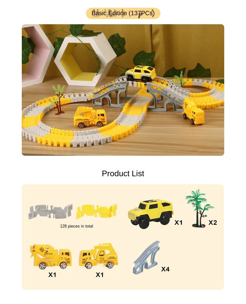 DIY Rail Track Sets Car Race Magic Brain Game Flexible Curved Creates Vehicles Toys Play Game Train Railroad for Child's Gifts