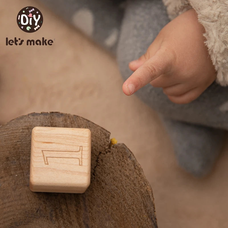 10pcs Baby Wooden Toys Educational Building Blocks 3D Stacking Block Teaching Numbers English Early Education Montessori Toys