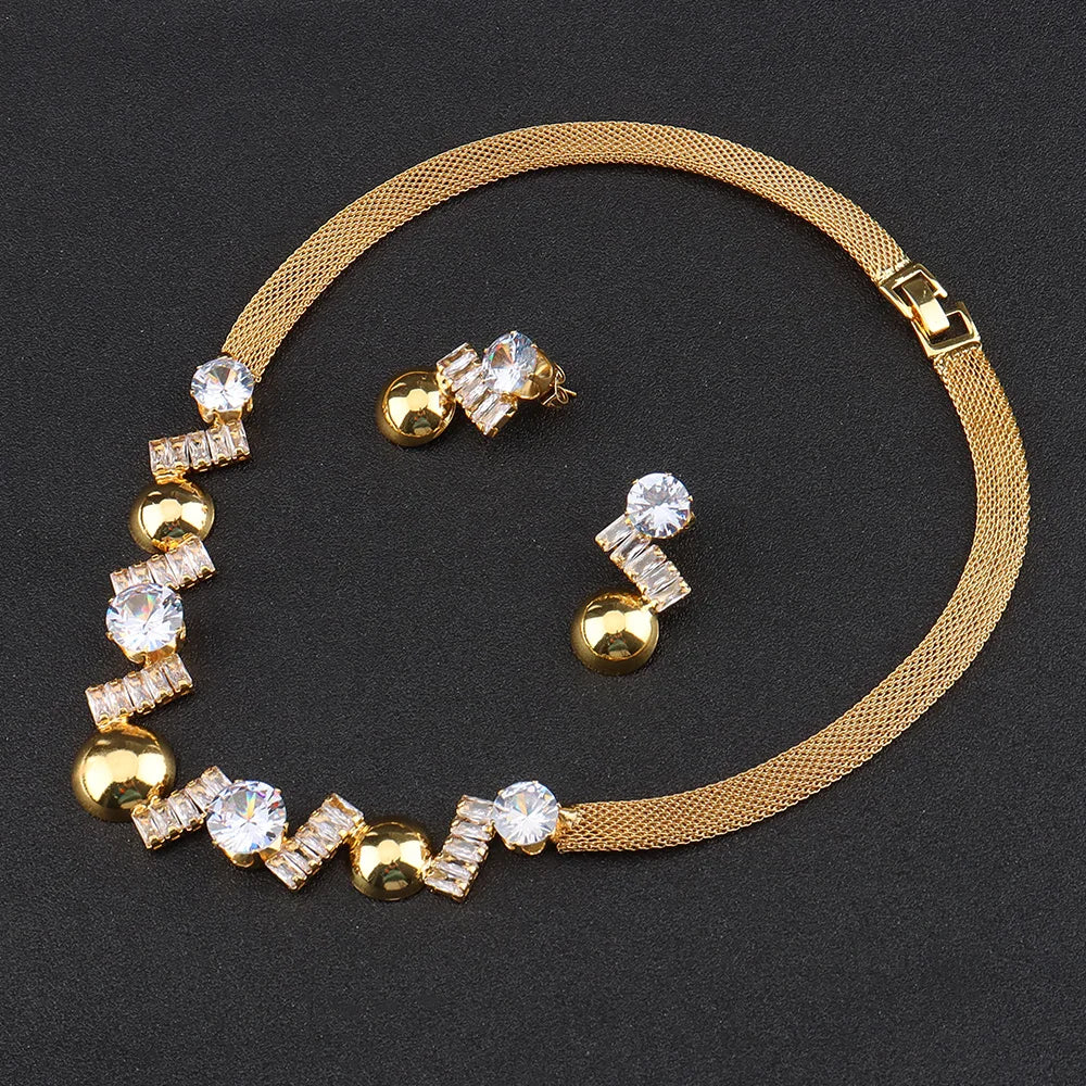 Jewelry For Women 2025 Brilliant Cubic Zircon Necklace Earrings Ring and Bracelet Wedding Bridal Jewelry Sets Dress Accessories