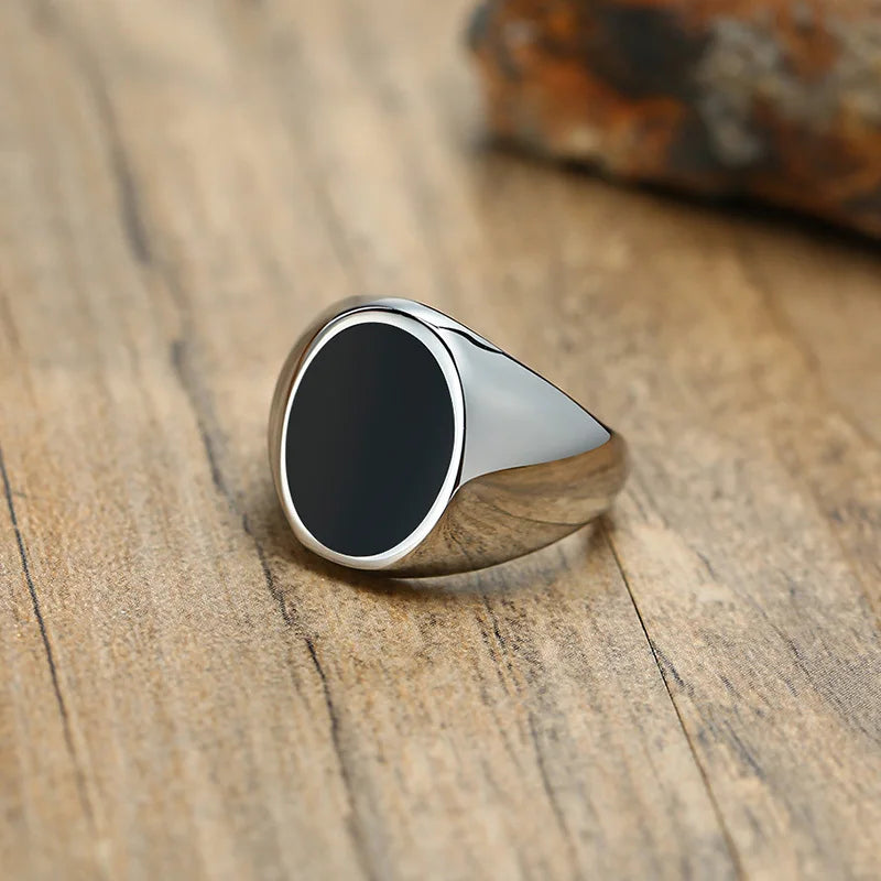 Vnox Gothic Punk Rings for Men Signet Rings Round Square Top Stamp Finger Band Chunky Boys Teens Rock Jewelry Fraternal Rings