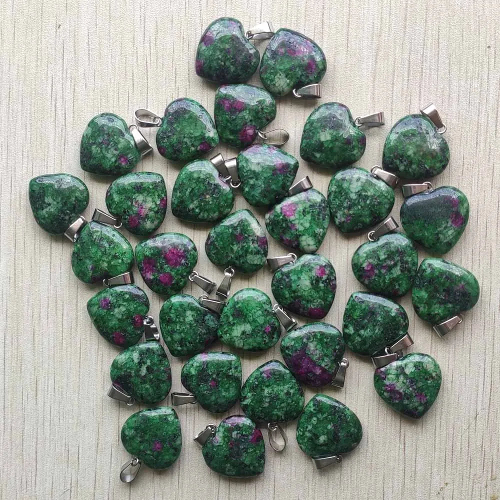 Wholesale 50pcs/lot Assorted Heart Natural Stone Charms Fashion Pendants 20mm for Jewelry Accessories Making Good Quality