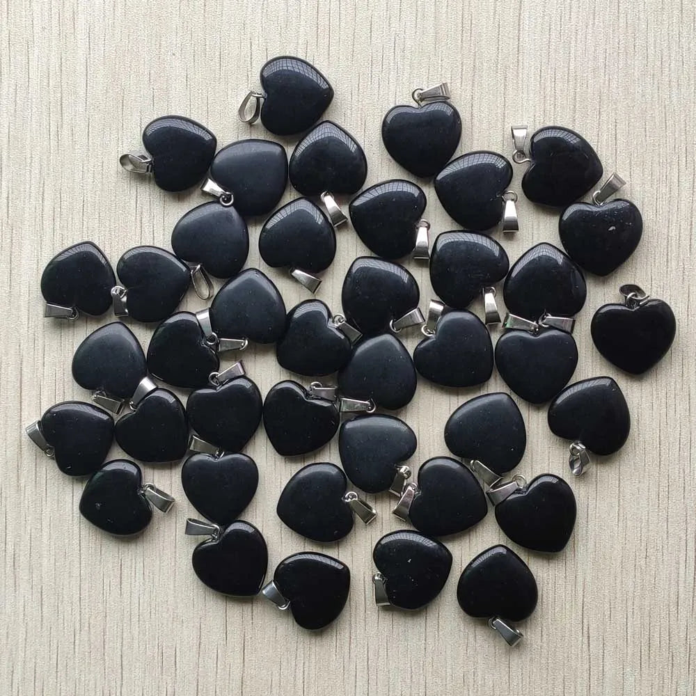 Wholesale 50pcs/lot Assorted Heart Natural Stone Charms Fashion Pendants 20mm for Jewelry Accessories Making Good Quality