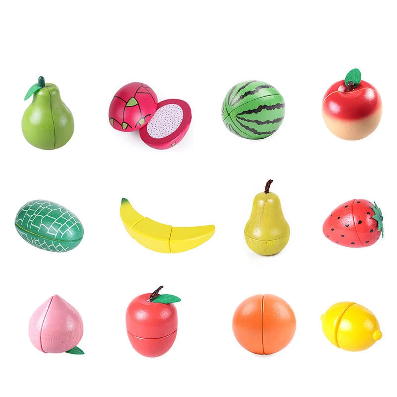 1PCS Magnetic Wooden Cutting Fruit Vegetables Food Toys Pretend Play Simulation Kitchen Model Educational Toys For Children Kids