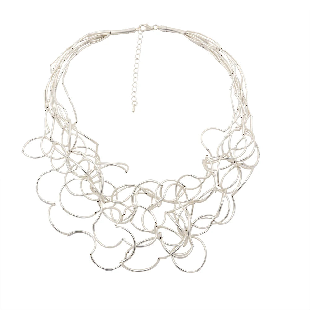STRATHSPEY Fashion New Long Irregular Copper Tube Necklace For Women Statement Chunky Multi Lay Jewelry