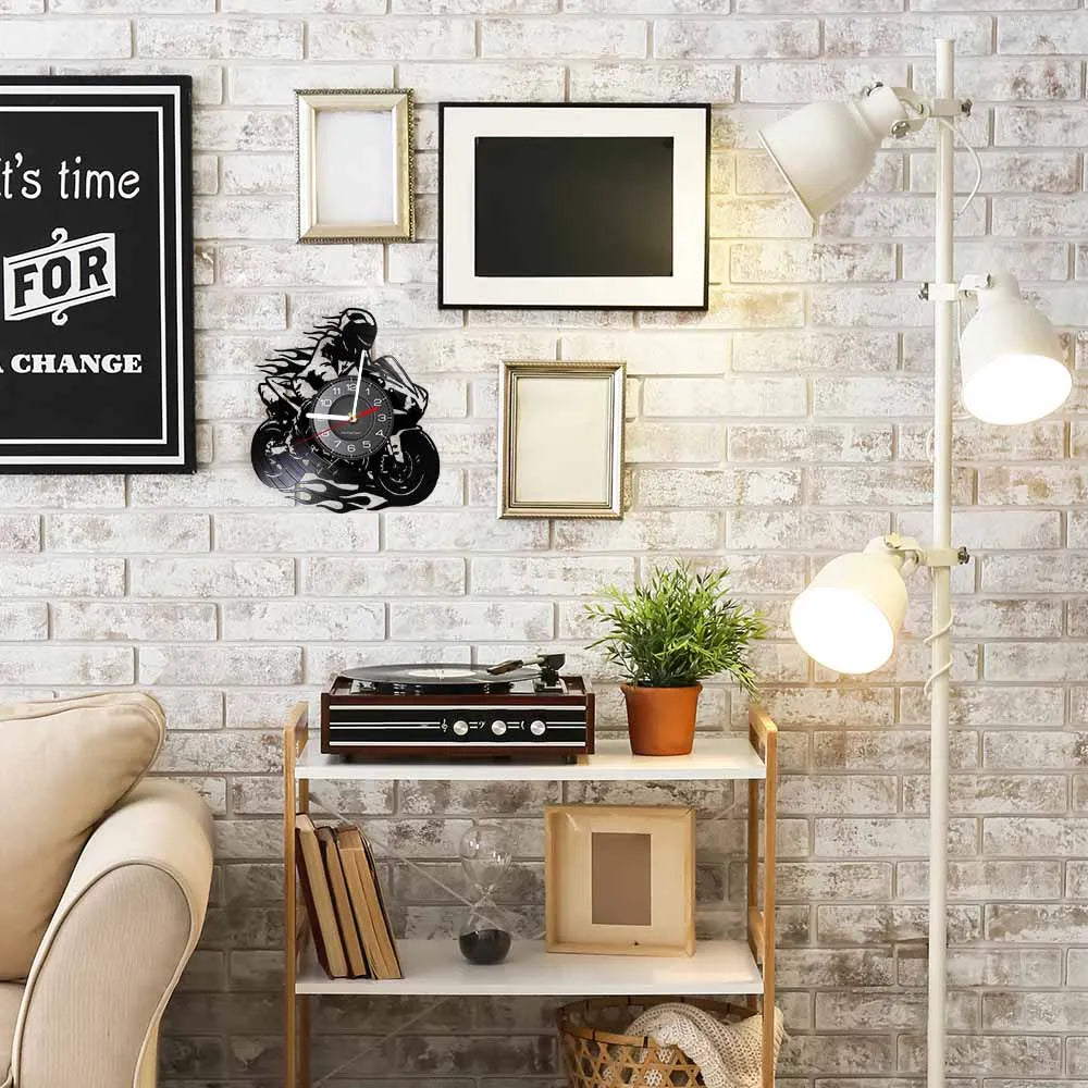 Professional Motorcyclist Vinyl Record Wall Clock Extreme Freestyle Motorcycle Home Decor Room Dirt Bike Risky Rider Watch Gifts