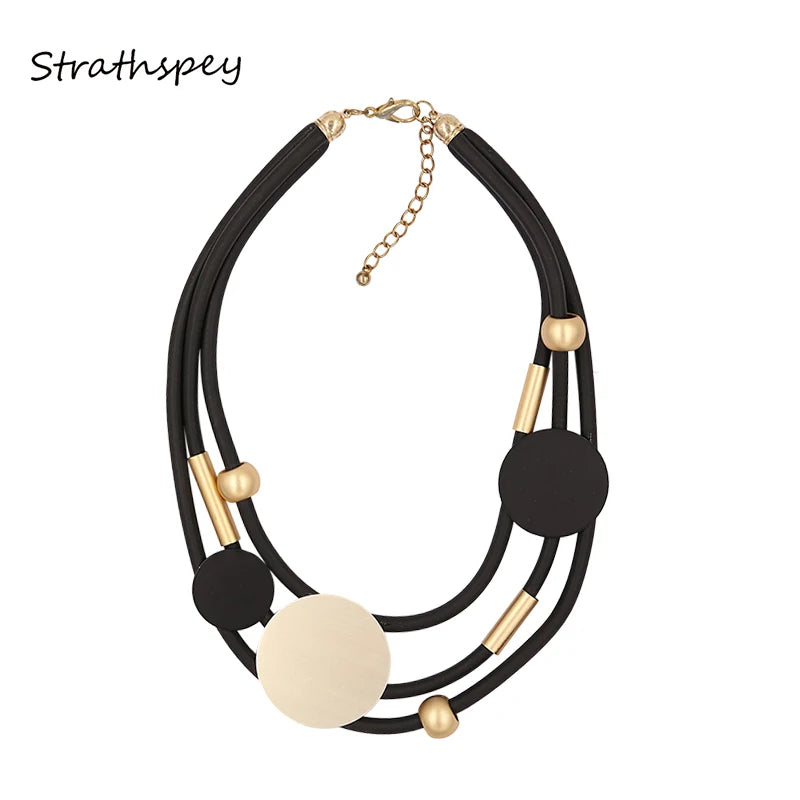 STRATHSPEY Fashion New Long Irregular Copper Tube Necklace For Women Statement Chunky Multi Lay Jewelry