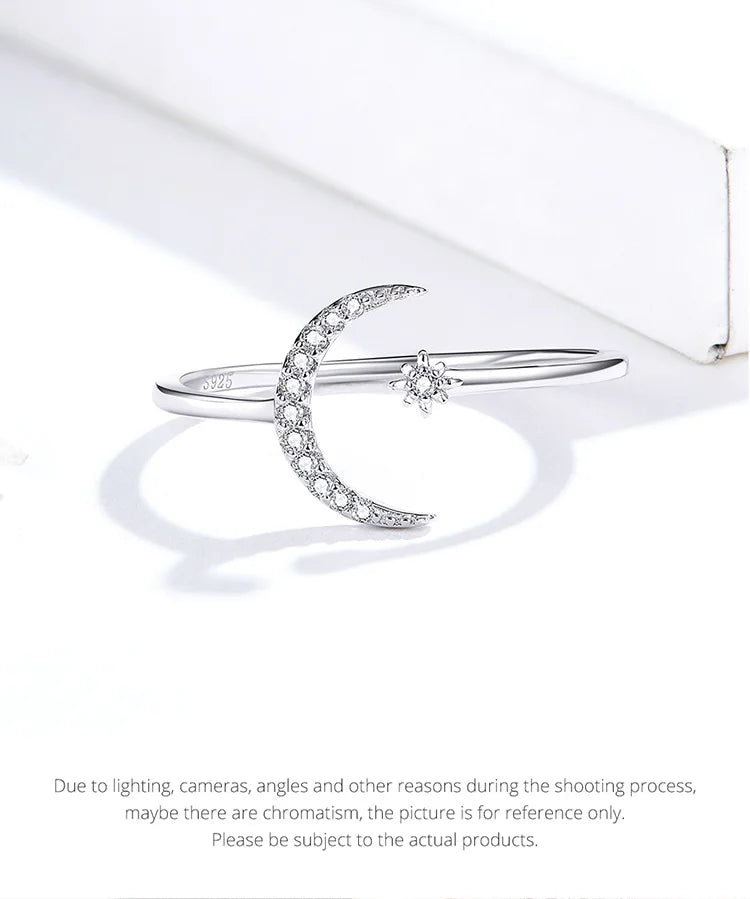 WOSTU Real 925 Sterling Silver Open Ring Finger Adjustable Size Wedding Rings For Women Engagement Fashion Silver Jewelry Gift