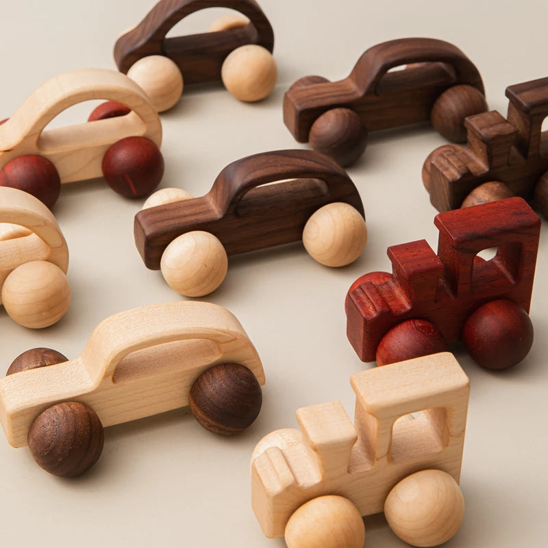 Wooden Montessori Toys Animal Block Dragging Stars Moon Surround Train  Hand Coordination Stacking Toy Handmade Decoration Gifts