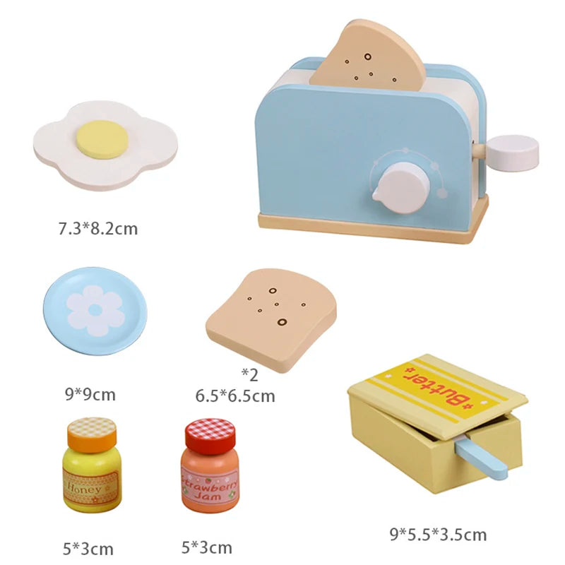 Wooden Kitchen Pretend Play Toy Simulation Wooden Coffee Machine Toaster Machine Food Mixer Baby Early Learning Educational Toys