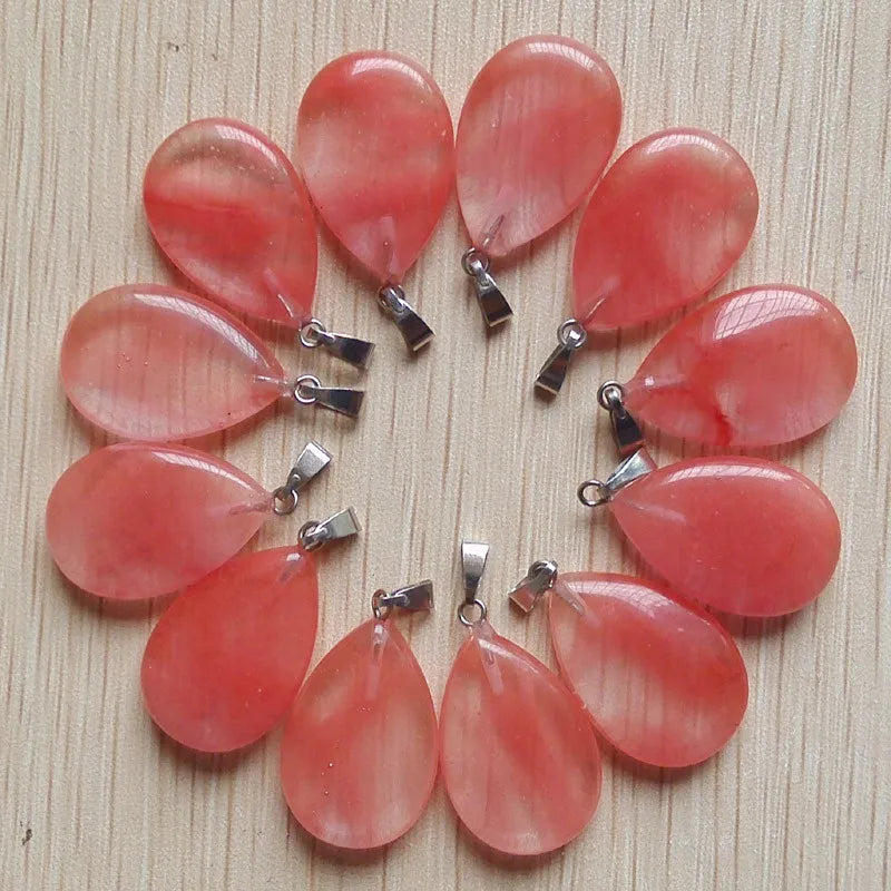 Wholesale 50pcs/lot 2023 trendy hot sell natural stone water drop shape pendants  charms for Necklaces making Fast shipping