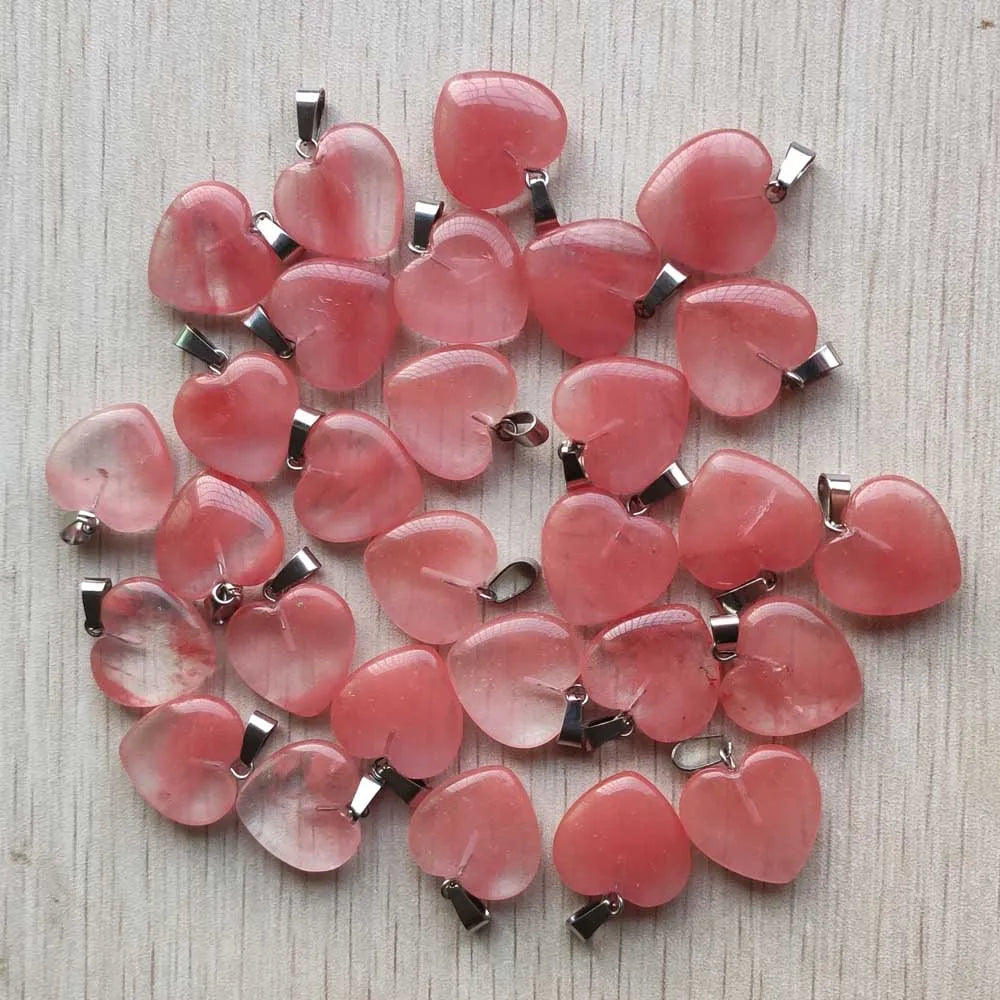 Wholesale 50pcs/lot Assorted Heart Natural Stone Charms Fashion Pendants 20mm for Jewelry Accessories Making Good Quality