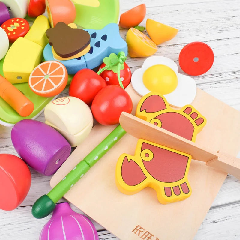 1PCS Magnetic Wooden Cutting Fruit Vegetables Food Toys Pretend Play Simulation Kitchen Model Educational Toys For Children Kids
