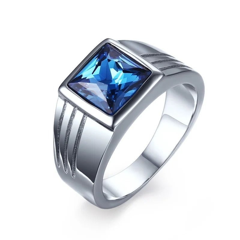 Vnox 12.5mm Signet Ring for Men, Black Square Top Stainless Steel Finger Band, Gothic Punk Rock Boy Stamp Rings