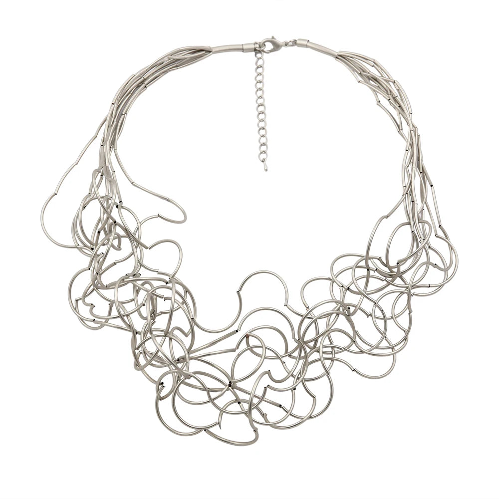 STRATHSPEY Fashion New Long Irregular Copper Tube Necklace For Women Statement Chunky Multi Lay Jewelry