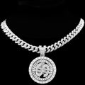 Bling Rhinestone Dollar Pendant Necklace For Men Silver Color Iced out 13mm Cuban Chain Choker Necklaces Hiphop Rap Rock Jewelry