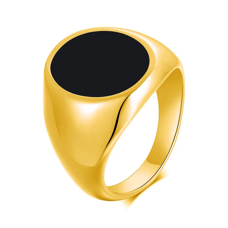 Vnox Gothic Punk Rings for Men Signet Rings Round Square Top Stamp Finger Band Chunky Boys Teens Rock Jewelry Fraternal Rings