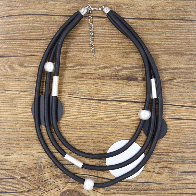 STRATHSPEY Fashion New Long Irregular Copper Tube Necklace For Women Statement Chunky Multi Lay Jewelry