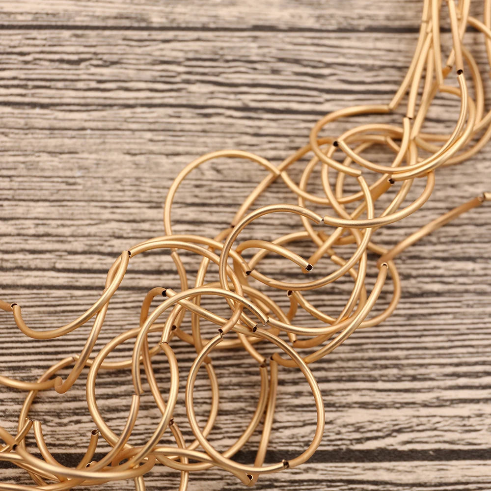 STRATHSPEY Fashion New Long Irregular Copper Tube Necklace For Women Statement Chunky Multi Lay Jewelry
