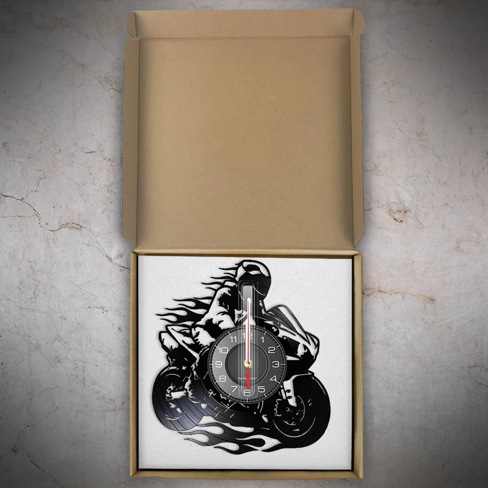 Professional Motorcyclist Vinyl Record Wall Clock Extreme Freestyle Motorcycle Home Decor Room Dirt Bike Risky Rider Watch Gifts
