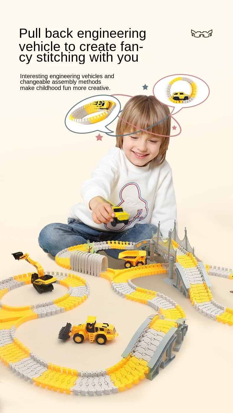 DIY Rail Track Sets Car Race Magic Brain Game Flexible Curved Creates Vehicles Toys Play Game Train Railroad for Child's Gifts