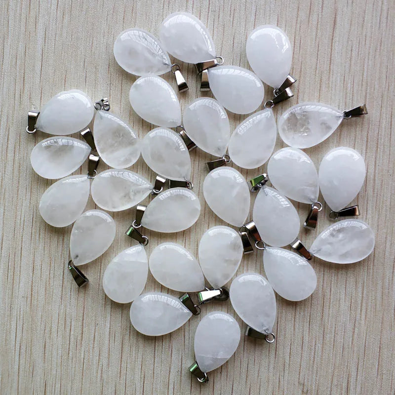 Wholesale 50pcs/lot 2023 trendy hot sell natural stone water drop shape pendants  charms for Necklaces making Fast shipping