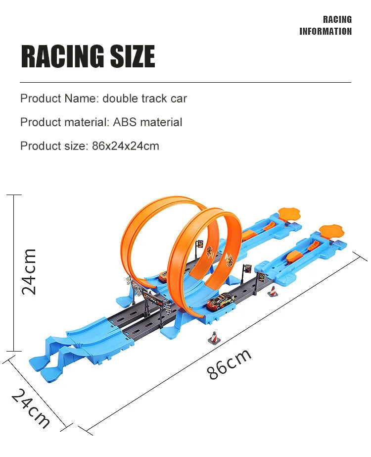 Stunt Speed Double Car Wheels Model Toys For Kids Racing Track Diy Assembled Rail Kits Educational Interactive Boy Children Toy