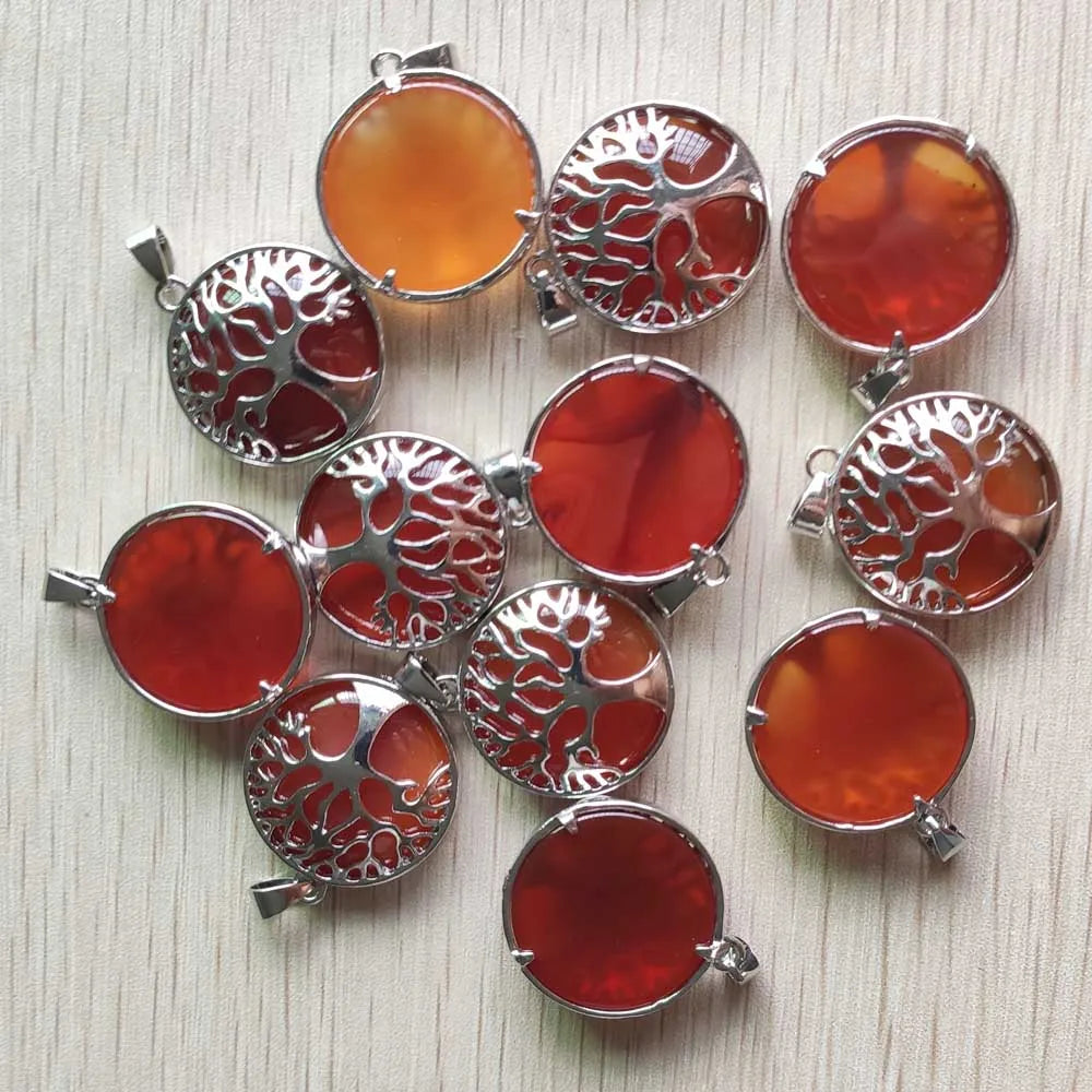 Wholesale 12pcs/lot Fashion Natural Stone Alloy Tree of Life Mix Pendants for Necklaces Jewelry Accessories Making Fast Shipping