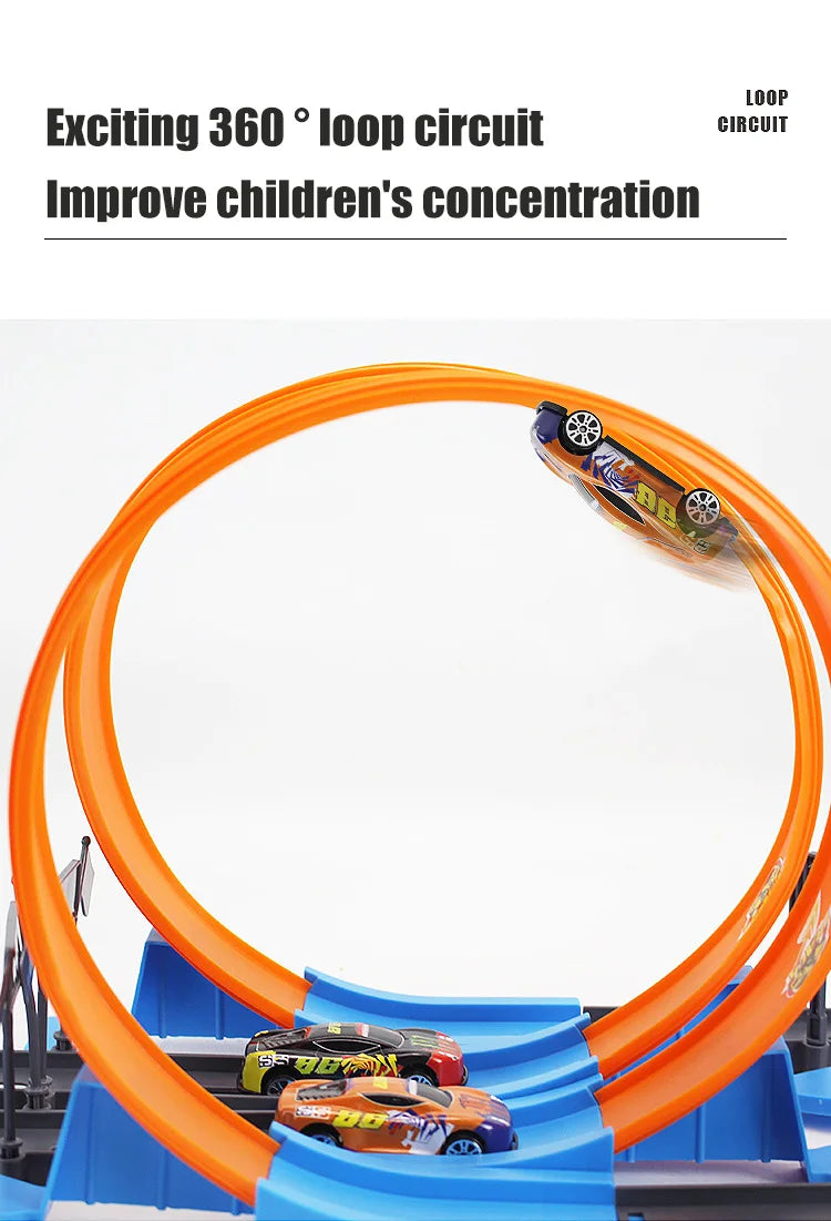 Stunt Speed Double Car Wheels Model Toys For Kids Racing Track Diy Assembled Rail Kits Educational Interactive Boy Children Toy