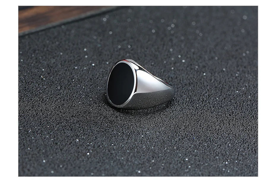 Vnox Gothic Punk Rings for Men Signet Rings Round Square Top Stamp Finger Band Chunky Boys Teens Rock Jewelry Fraternal Rings