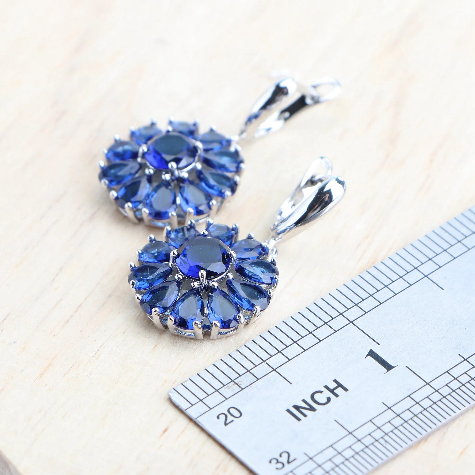 925 Silver Jewelry Sets For Women Wedding Blue Zircon Earrings Rings Charm Bracelets Pendant Necklace Bridal Jewelry Ladies Set