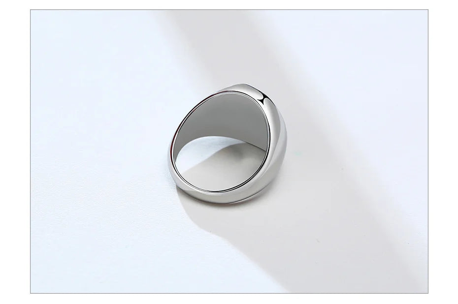Vnox Gothic Punk Rings for Men Signet Rings Round Square Top Stamp Finger Band Chunky Boys Teens Rock Jewelry Fraternal Rings