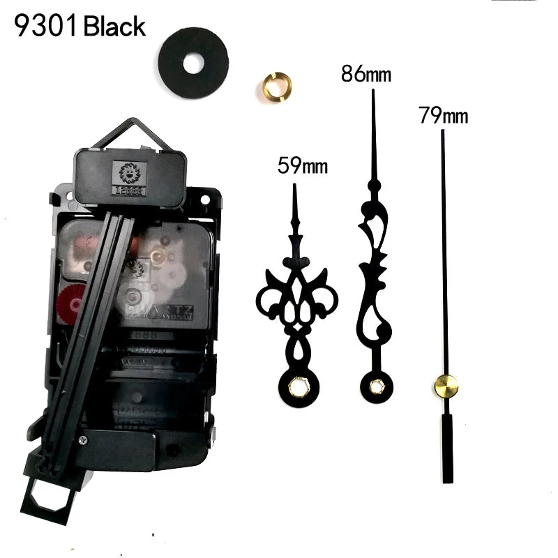 12888 Young Town Screw In Type 4 Kinds Sweep Plastic Movement With Pendulum 9301 Black Hands Clock Accessory Quartz DIY Kits