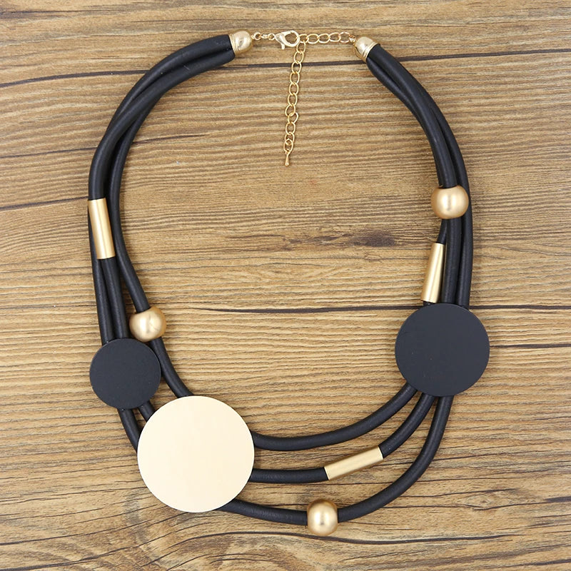 STRATHSPEY Fashion New Long Irregular Copper Tube Necklace For Women Statement Chunky Multi Lay Jewelry