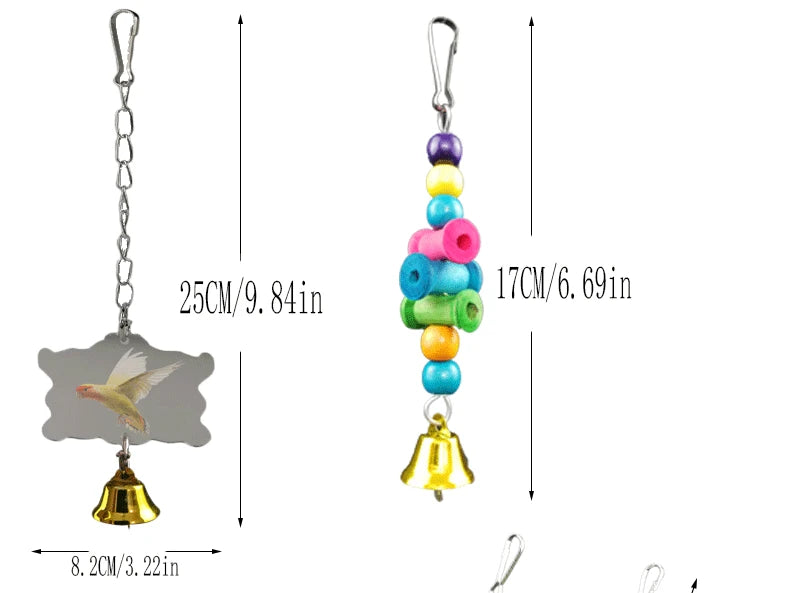 Combination Bird Toys Set Swing Chewing Training Toys Small Parrot Hanging Hammock Parrot Cage Bell Perch Toys with Ladder Toys