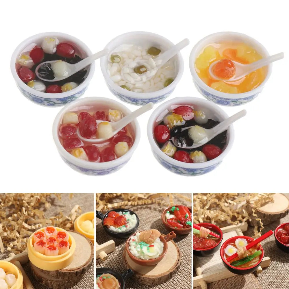 1 Pcs Random Miniature Dollhouse Chinese Rice Pastry casserole noodles dessert kitchen toy Fake Food toy Dollhouse Decoration