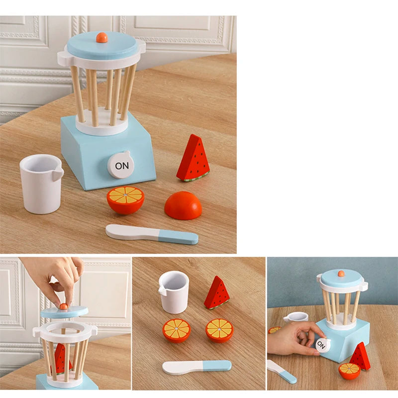 Wooden Kitchen Pretend Play Toy Simulation Wooden Coffee Machine Toaster Machine Food Mixer Baby Early Learning Educational Toys