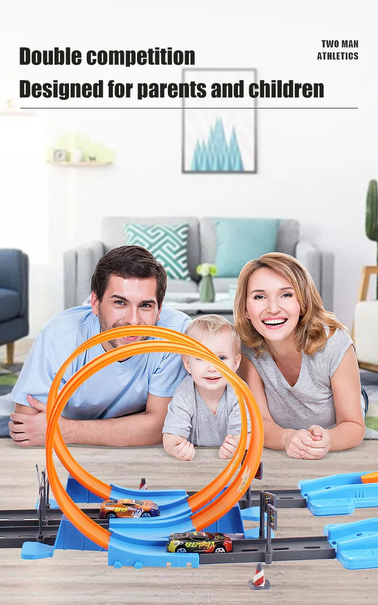 Stunt Speed Double Car Wheels Model Toys For Kids Racing Track Diy Assembled Rail Kits Educational Interactive Boy Children Toy