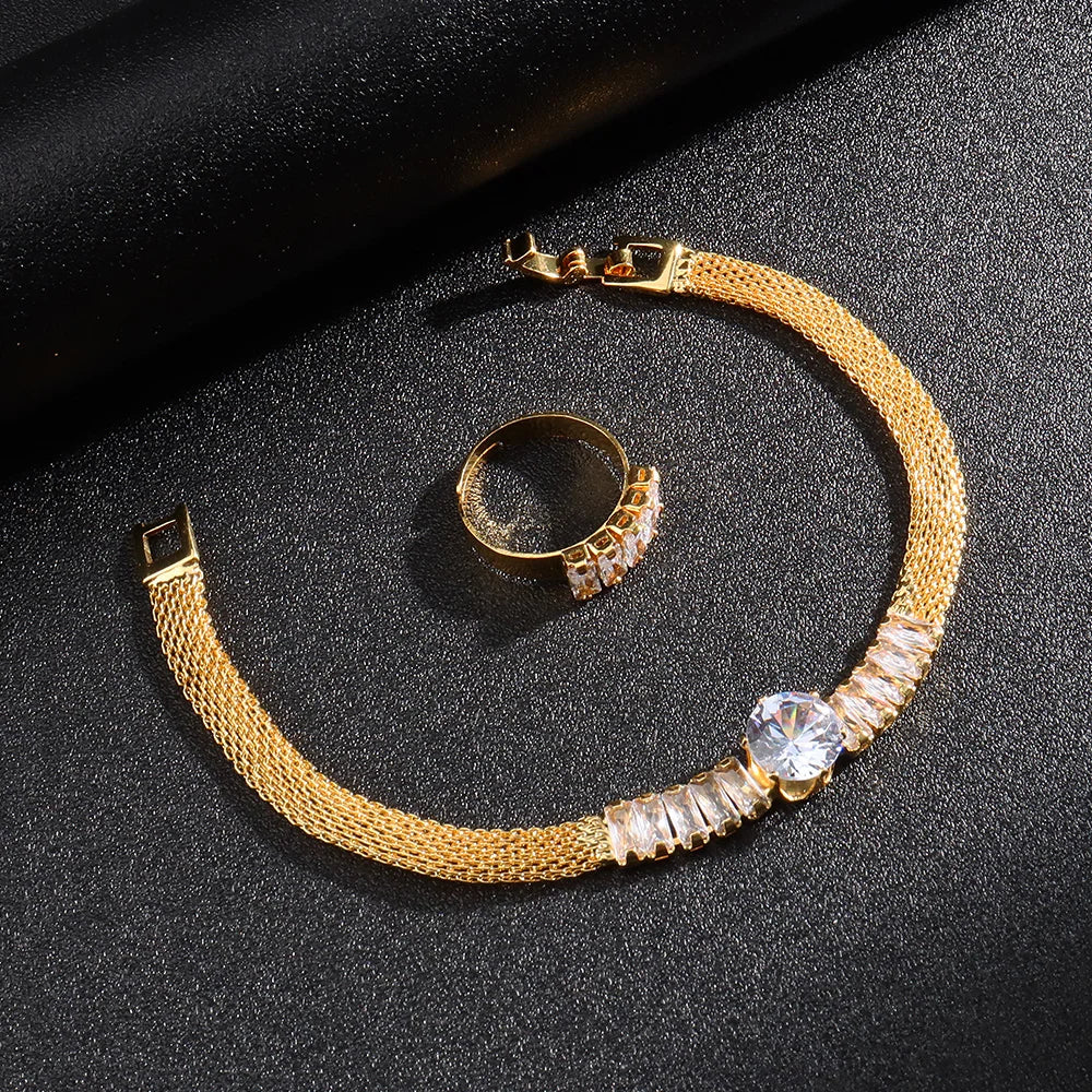 Jewelry For Women 2025 Brilliant Cubic Zircon Necklace Earrings Ring and Bracelet Wedding Bridal Jewelry Sets Dress Accessories