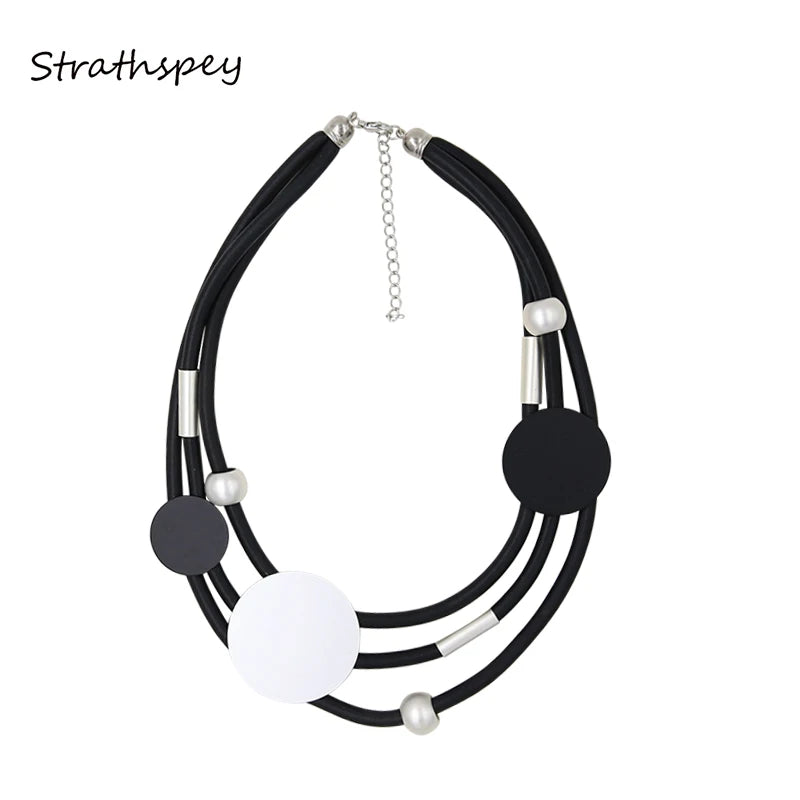 STRATHSPEY Fashion New Long Irregular Copper Tube Necklace For Women Statement Chunky Multi Lay Jewelry