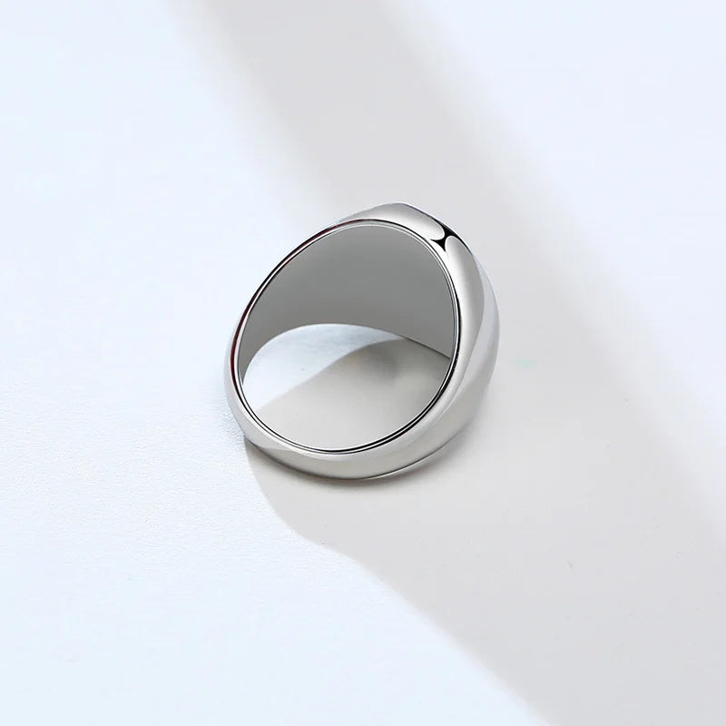 Vnox Gothic Punk Rings for Men Signet Rings Round Square Top Stamp Finger Band Chunky Boys Teens Rock Jewelry Fraternal Rings