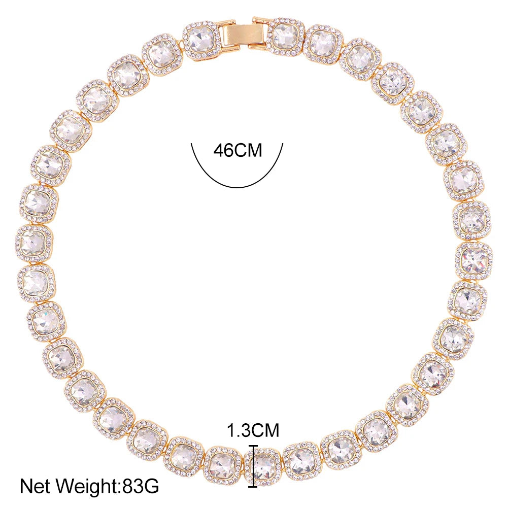 13/14/20MM HipHop Iced Out Chain Cuban Link Chain Necklace For Men Gold Silver Color Rhinestone Pave Men's Birthday Jewelry Gift